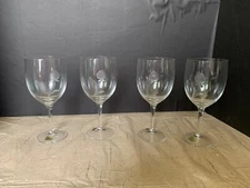 Vintage West Germany Dream Rose Crystal Etched Goblet Stem 8 Ounce Set of 4 Z