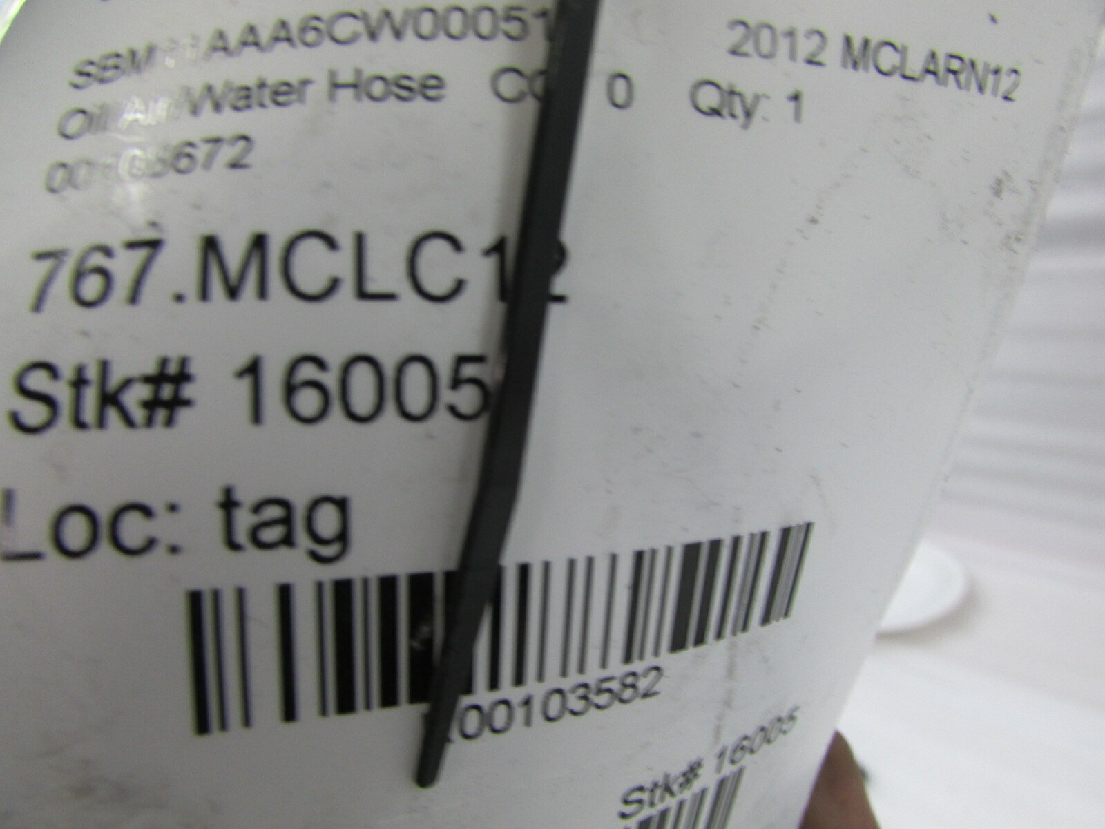 McLaren MP4-12C, Oil Hose, Used, P/N 00108672