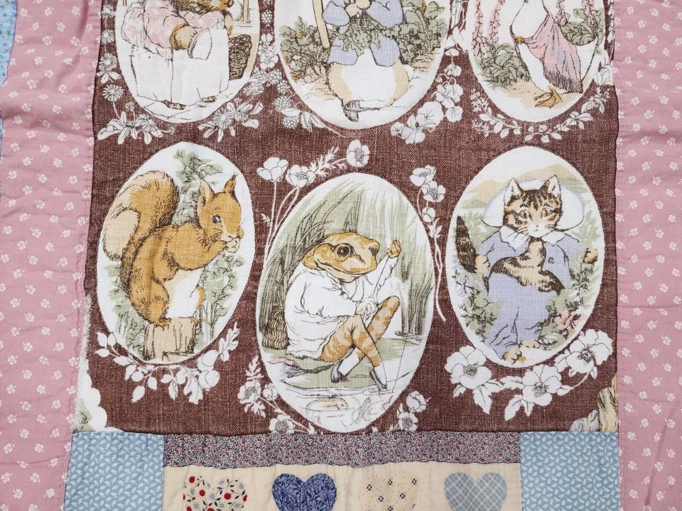 Vintage Beatrix Potter Peter Rabbit Crib Baby Blanket Quilt Handmade Vtg 34x42.5 - Image 4 of 4
