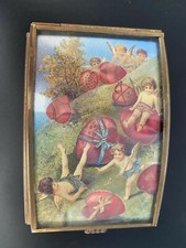  A-2 Brass/Glass/Foil Mirrored Jewelry / Trinket Box Anniversity, Valentine