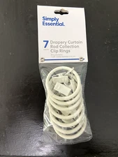 Simply Essential 7 Drapery Curtain Rod Collection Clip Rings Ring Dia 1 ⅜” CREAM