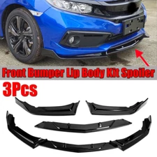 For 2016-2021 Honda Civic 2DR 4DR Gloss Black Battle Style Front Lip Splitter