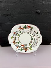 Crown Staffordshire Hunting Scene Square Eared Cake / Bread Plate 24 cm
