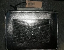 Victoria Secret sparkle zip Card Case/keychain  brand new silver sparkle 