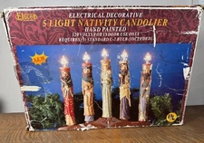 Vintage Eluceo In Motion Nativity Candolier Candle Hand Painted Christmas