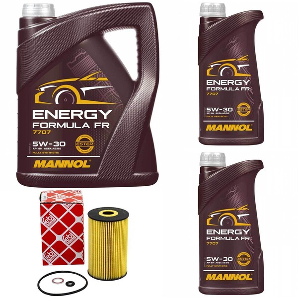 MotoröL Set Mannol 5W30 API SN 7 Liter + ÖLfilter FüR Hyundai Equus 4.6 373 PS-image