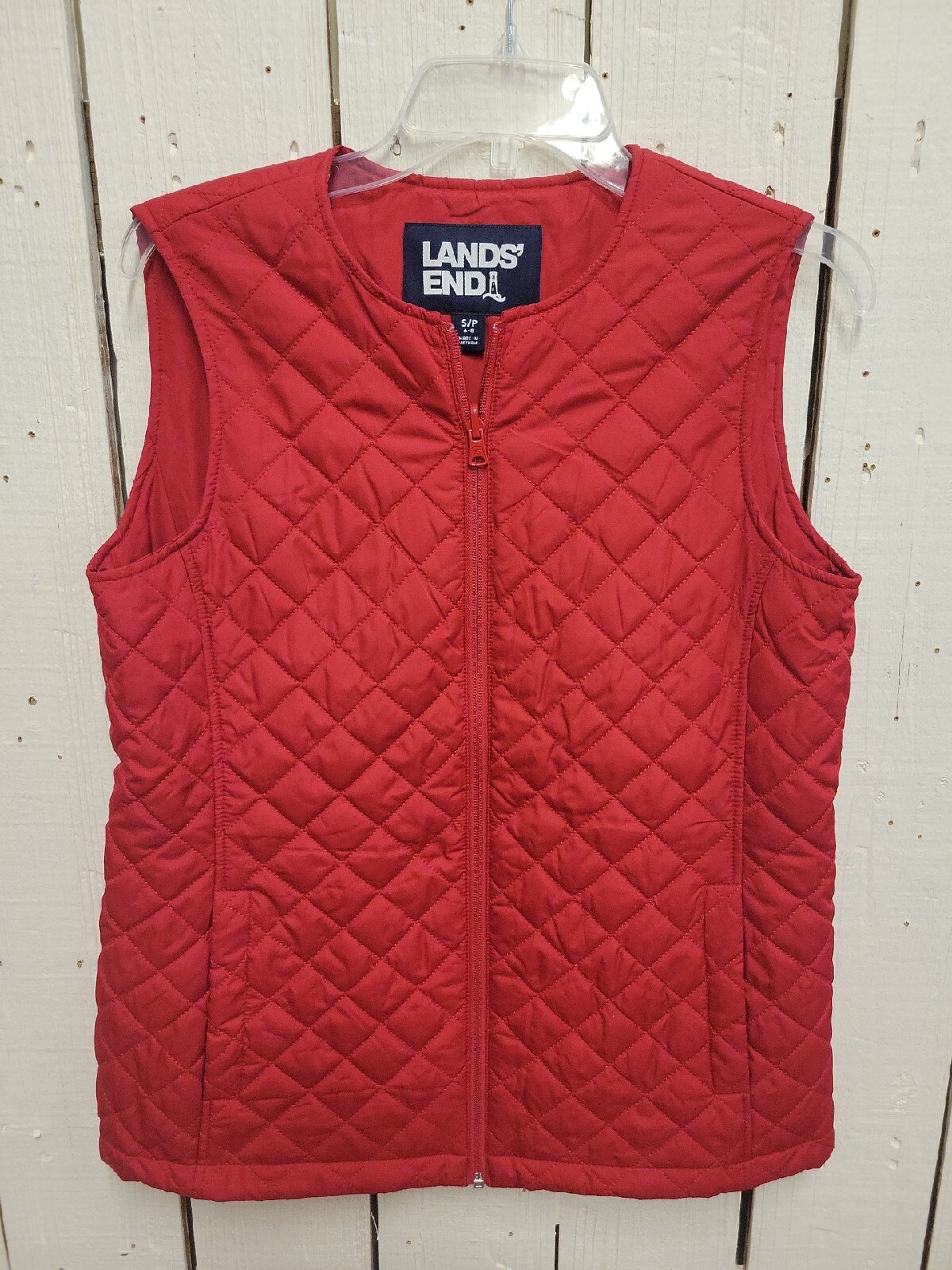 Lands End Quilted Button Zip Vest Size PS Red C16 | eBay