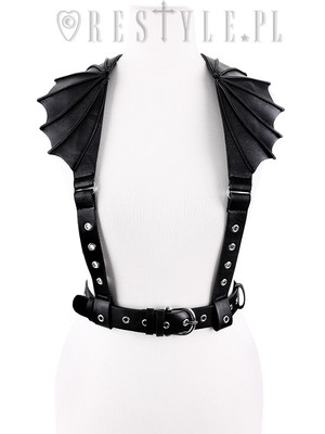 Gothic Black Leather Waist Chain with Bat Wings for Women, Festival Rave Accesso PUNK RAVE Women main image 4