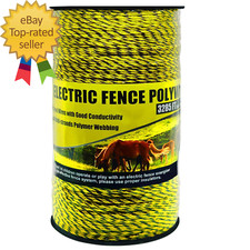 Upgraded Electric Fence Poly Wire 3285 Feet 1000 Meters, 1/8" Diameter Portable
