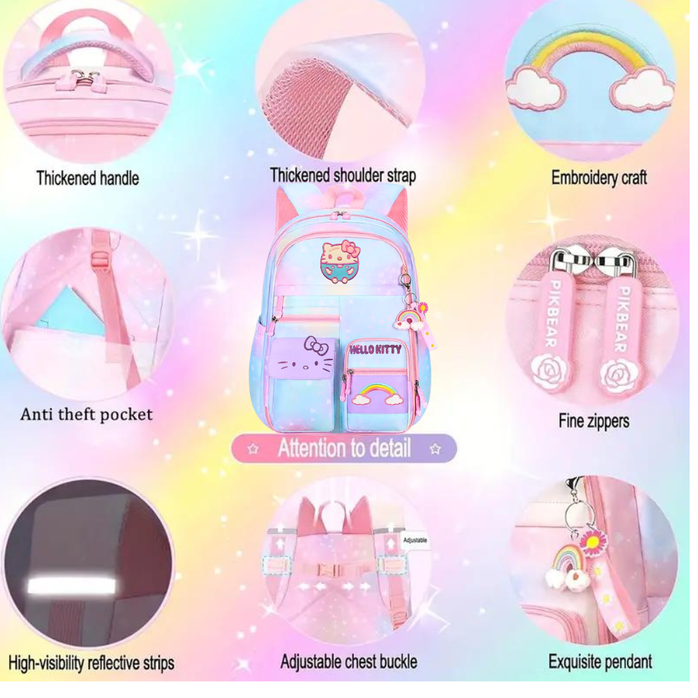 Hello Kitty Patch Backpack Dreamy Pastel Rainbow Girls Trendy Premium School Bag | eBay Hello Kitty Patch Backpack Dreamy Pastel Rainbow Girls Trendy Premium School Bag | eBay