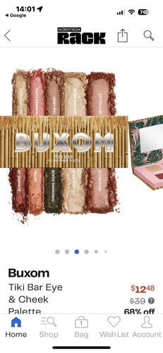 NUEVA paleta de ojos y mejillas Buxom Tiki barra 6 sombras de ojos/1 resaltador/1 rubor - Imagen 6 de 6