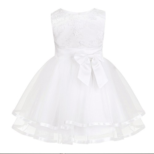 Baby Girls Dress Flower Princess Bridesmaid Wedding Gown Christening Party Skirt - Picture 11 of 21