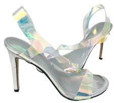 Nine West Women's llena Slingback Comfort Dress Heels Silver/Clear Size:7.5 108N