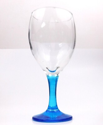 Aqua Blue Foot Glass Tulip Goblet Vintage
