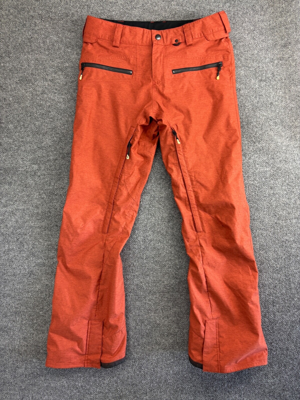 Pantalones de Nieve Volcom Para Mujer Pequeños Naranja Snowboard Esquí Bolsillos con Cremallera Bootcut
