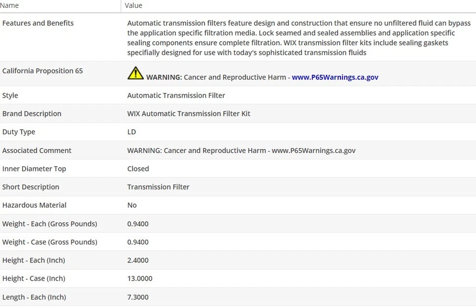 Filtro de aceite tipo OEM WIX para Ford Mustang 2005-2010 V6-4,0 L Foto 3 de 4