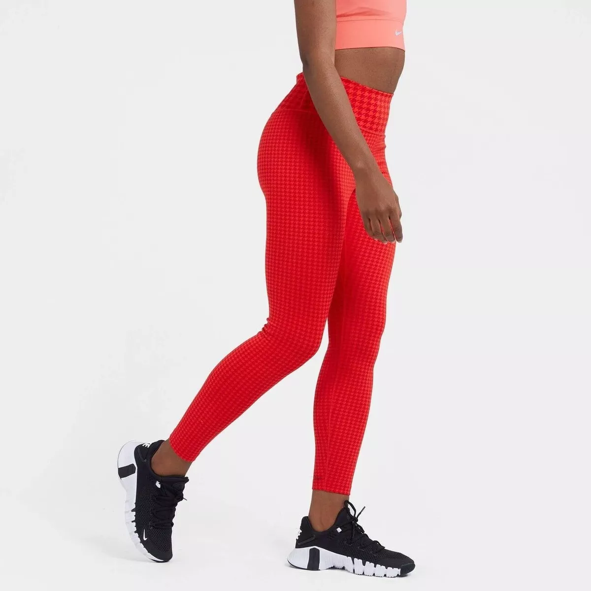 Nike Womens One Icon Clash Mid-Rise 7/8 Printed Leggings Red Small