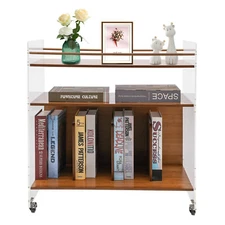 Modern 3 Tiers End Table Freestanding Rectangle Side Table Indoor Home Tawny NEW