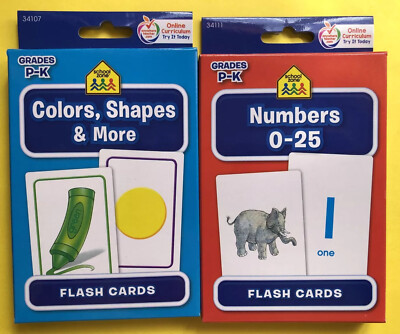NEW School Zone- COLOR, SHAPES & MORE and NUMBERS 0-25 Flash Cards  (lot of 2)