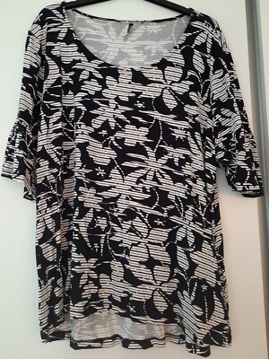 L. Torelli Oberteil Bluse Shirt Top gr. XL Schwarz Weiß Streifen NEU