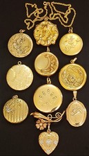 STUNNING LOT 10 VINTAGE ANTIQUE GOLD FILLED ORNATE LOCKETS VICTORIAN ART NOUVEAU