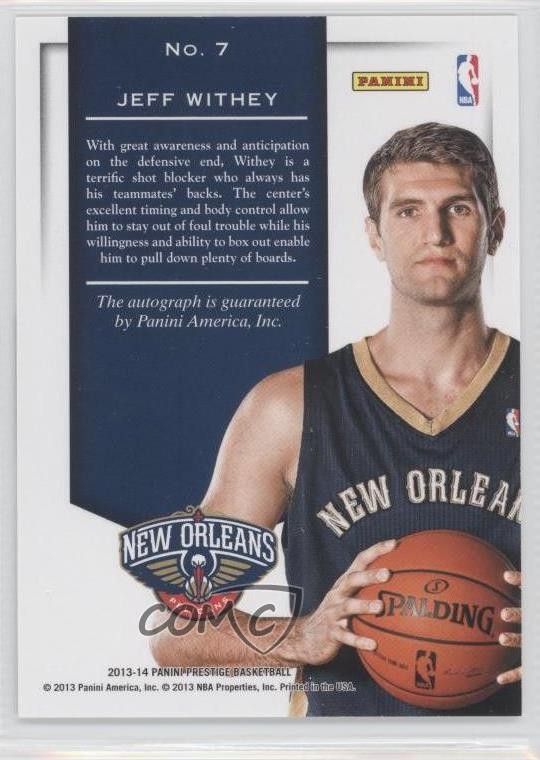 2013 Prestige Prestigious Premieres Signatures Jeff Withey #7 Rookie Auto RC 0c2