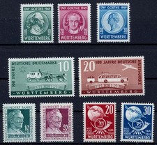 F. Zone W&uuml;rttemberg Nr. 44-52 postfrisch 4 komplette Ausgaben aus 1949 905
