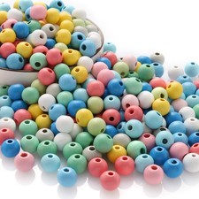 Wooden Beads 500 pcs Assorted Color Round Wood Beads, Painted Hole Round Wood...