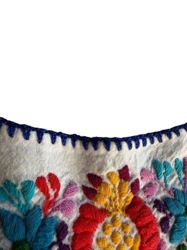 Vintage 60s 70s OAXACAN MEXICAN Midi Dress Hand Embroidered White HIPPIE XL, $65 - Photo 10