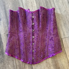 Waist Cincher Bustier Purple Boned Corset Womens 2XL Lace Up Hook Burlesque Goth