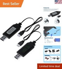 Dual USB Charger Cables for RC Drones - 7.4V LiPo & Li-ion, LED Status Included