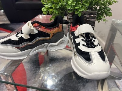 Kids' Colorful Athletic Sneakers Black White Red Orange Hook & Loop Strap