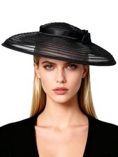 Black Kentucky Hat Headbands for Women Ladies Wide Brim Fascinators with Hoop