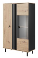 Vitrine Maidstone Vitrinenschrank Sand Grange Eiche anthrazit 90x40x148cm