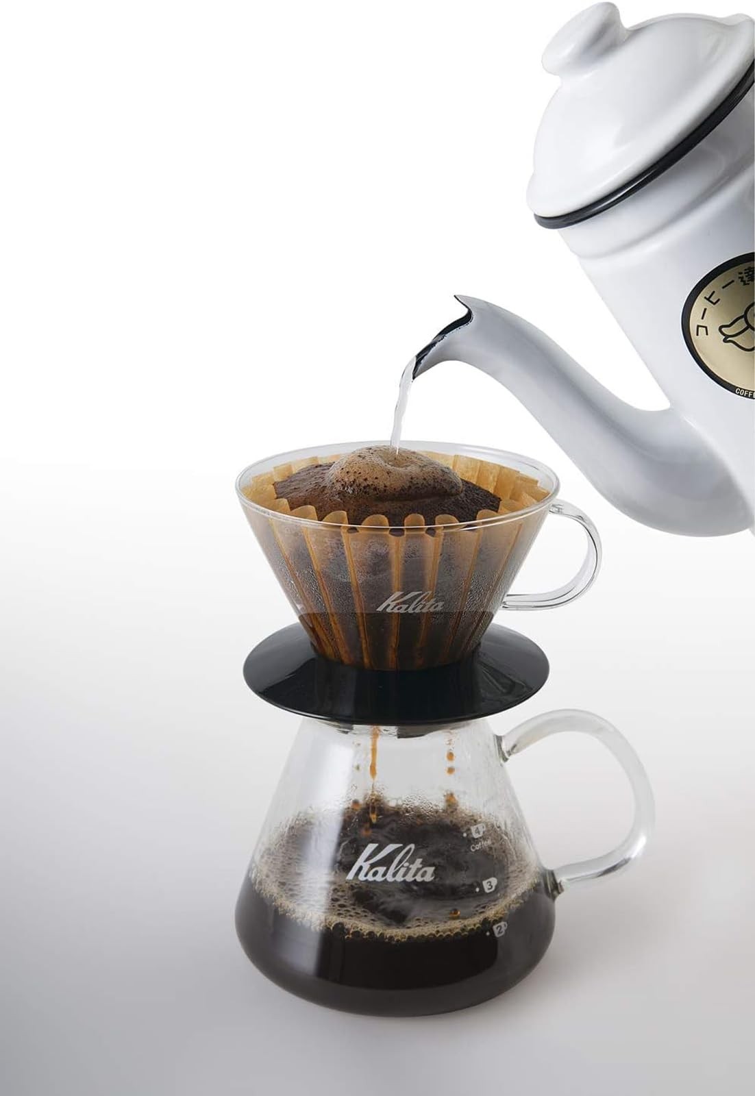 Kalita Wave Series Coffee Dripper For 2-4 People, Heat-Resistant Glass, Black (_