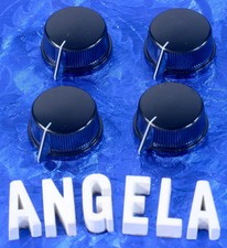 Four DAKA-WARE Style Black Pointer Set Screw Knobs For Amps, Effects DWB