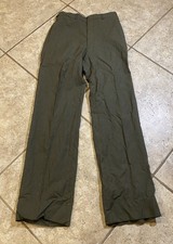 Vintage 80s US Military Pants Trousers 100 Wool Serge Green 2234 31L Class 1