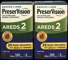 2 PACK PreserVision Areds 2 Formula Eye Vitamin 120 SoftGels EXP 09/2026+