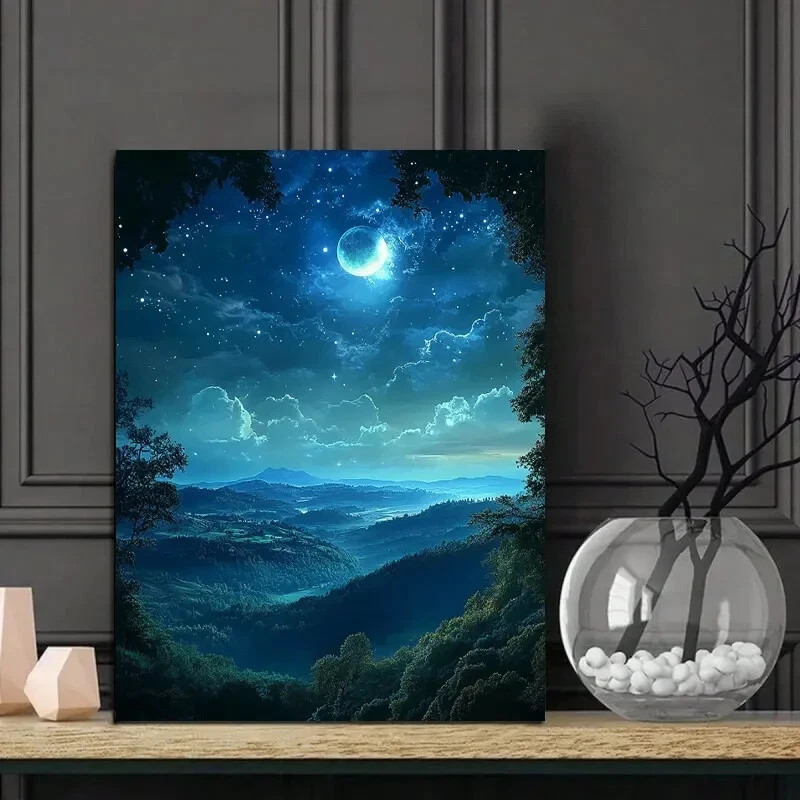 Enchanted Night Sky Framed Canvas Stretched Ready to Hang 50x40 Home decor Gift