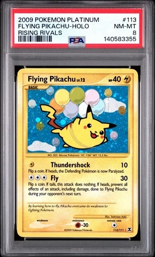 2009 Pokemon Platinum Rising Rivals 113/111 Flying Pikachu Holo PSA 8 NM Rare