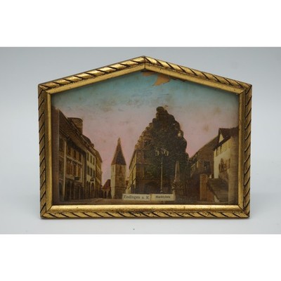 Antique Hand-Colored Photo Endingen am Kaiserstuhl Marktplatz Framed Germany