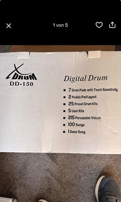 XDrum DD-150 E-Drum Kit Digital 7 Pads Touch Sensitivity Netzteil Pedale