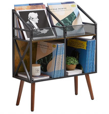 Wooden Vinyl Record Storage Rack, 250 LP Display Holder, Patent Pending