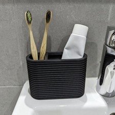 Toothbrush Holder Toothpaste Organizer Bathroom Countertop Caddy Modern Ribbed