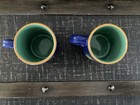 Mickey Mouse Coffee Mugs (2) Blue & Green With Yellow Trim — photo 3