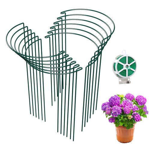 12 Pack Garden Plant Support Stakes, Half Round Peony Cages and ...