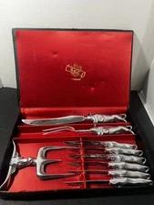 Vintage Charging Bull Steak knife Set & Carving Set Made In England & America