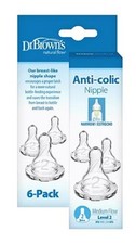 Dr. Brown's Natural Flow  Narrow Baby Bottle Silicone Nipple 6-Pack