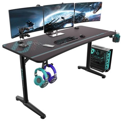 Gaming Desk 60'' Home Office Computer Desk, New Polygon Legs Design, Captain S...