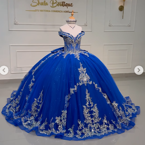 blue dress with big bow Royal Quinceanera Sweet 15 Glitter Applique Ball Gown LOVESHACKFANCY Women's Docila Dress, light pink flower girl dresses But thats not all Size:4XL USA